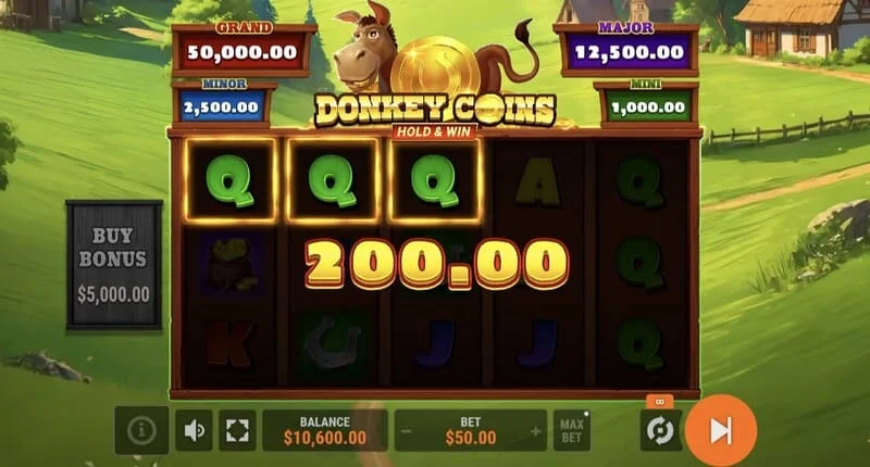 Donkey Coins Hold & Win - de Hold & Win-modus activeren